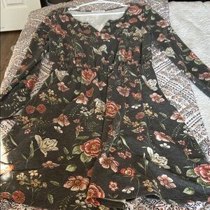 French Grey Floral Patterned Dress